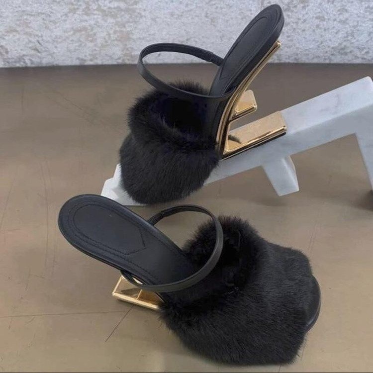 Dép Cao Gót Da Lộn Mũi Vuông size 34-40