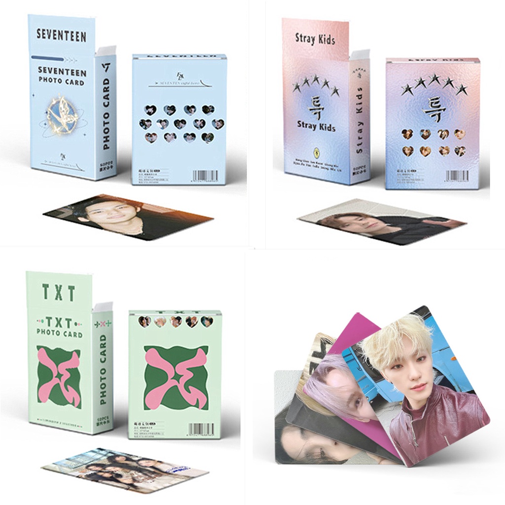 50pcs/box SEVENTEEN STRAY KIDS TXT Photocards Album Lomo Cards Straykids Tomorrow X Together Kpop Postcards LETAOTAO2023