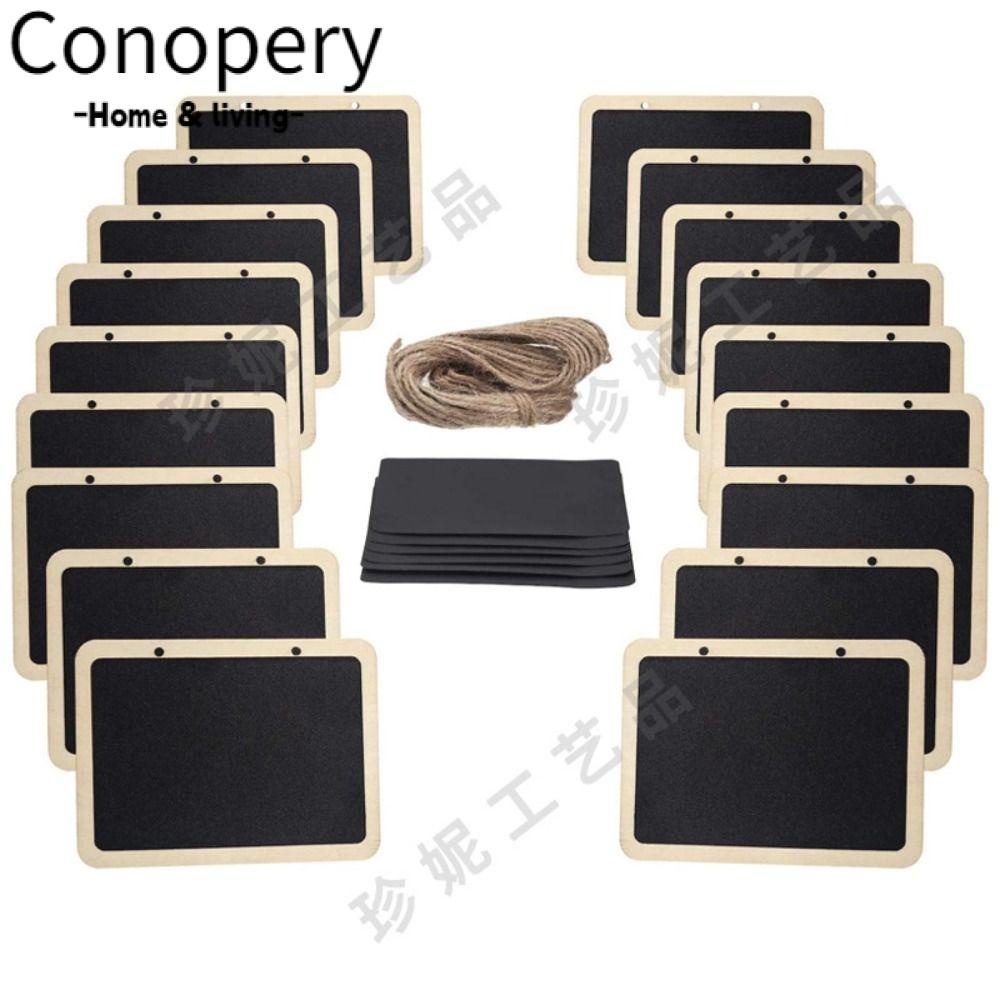 Conopery Bộ 20 Tấm Bảng Đen Viết Phấn Bằng Gỗ Có Thể Xóa Được Kèm 20 Thẻ Ghi Chú Trang Trí Nhà Cửa / Tiệc Tùng