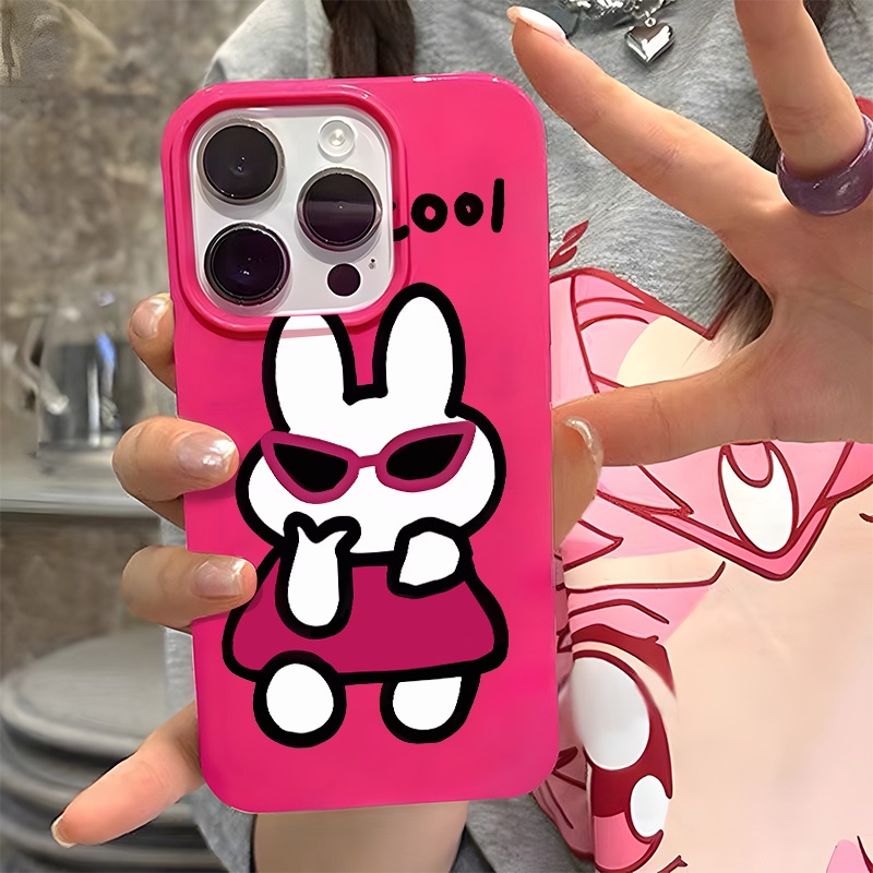 Kính râm thỏ cho iphone 14 pro max ốp lưng iphone vỏ mềm bảo vệ chống va đập máy ảnh màu đỏ bóng tpu kẹo tương thích với iphone 13 pro max 12 11 xr xs max 7 8 plus