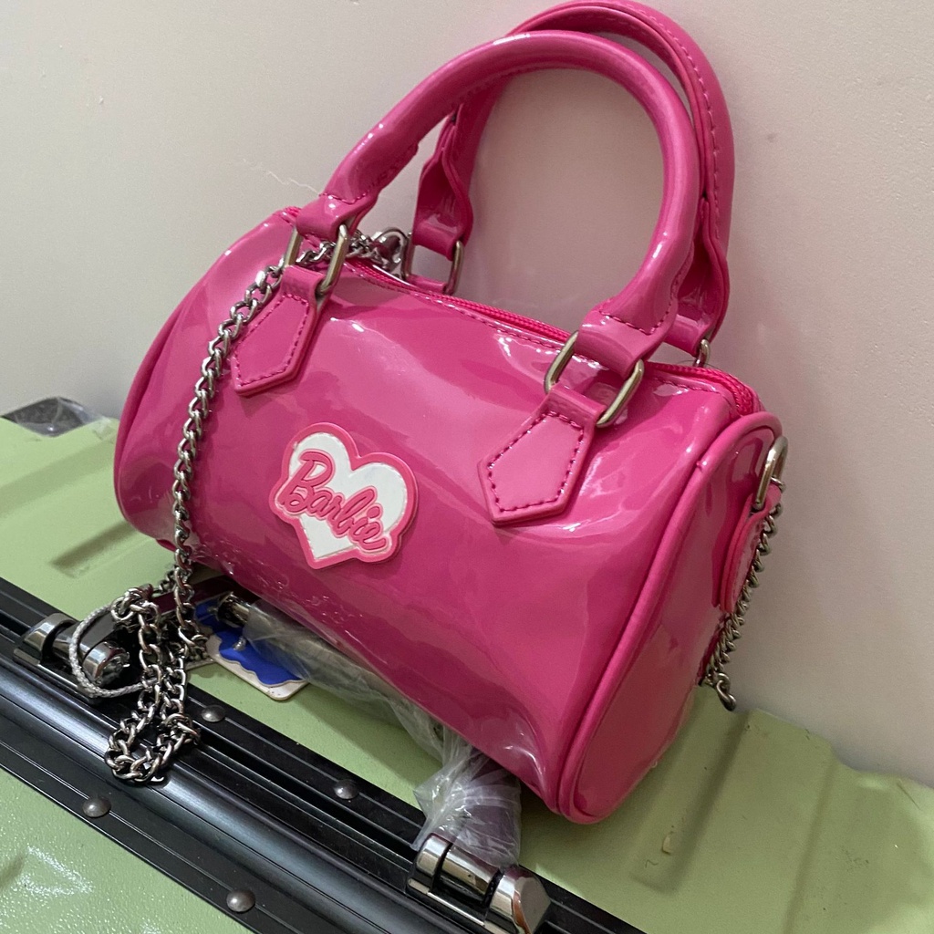 Túi Da PU Đeo Chéo In Hình Búp Bê Barbie Phong Cách Hàn Quốc Cho Nữ