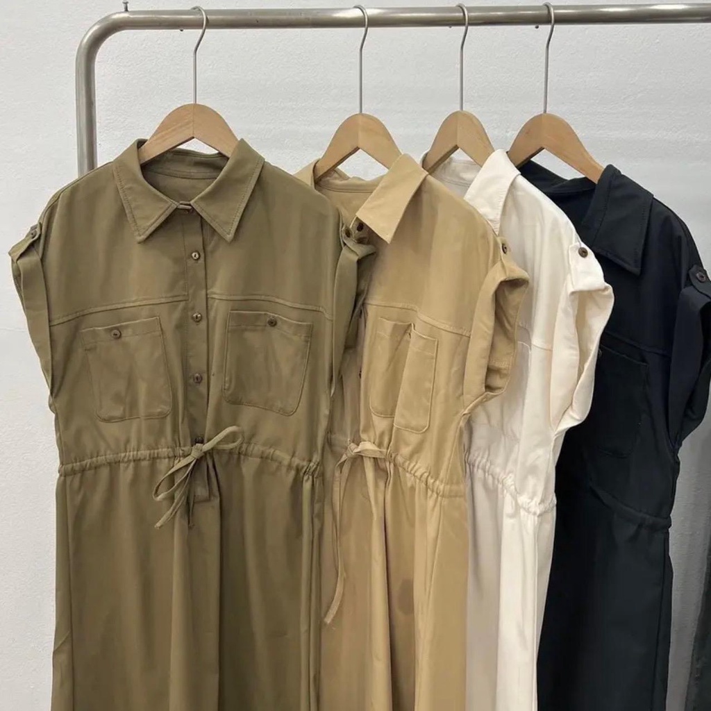 Váy thô Sơ mi cổ đức rút chun eo Tấm Clothes