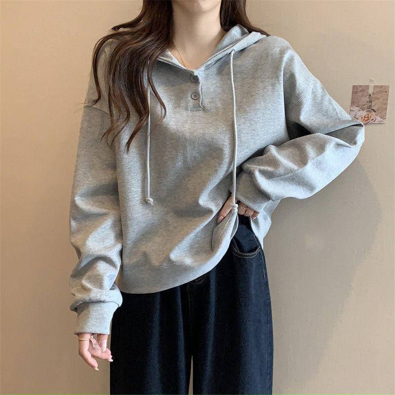 Áo Hoodie Mỏng Tay Dài Dáng Rộng Phong Cách Hàn Quốc Thời Trang Xuân Thu Cho Nữ