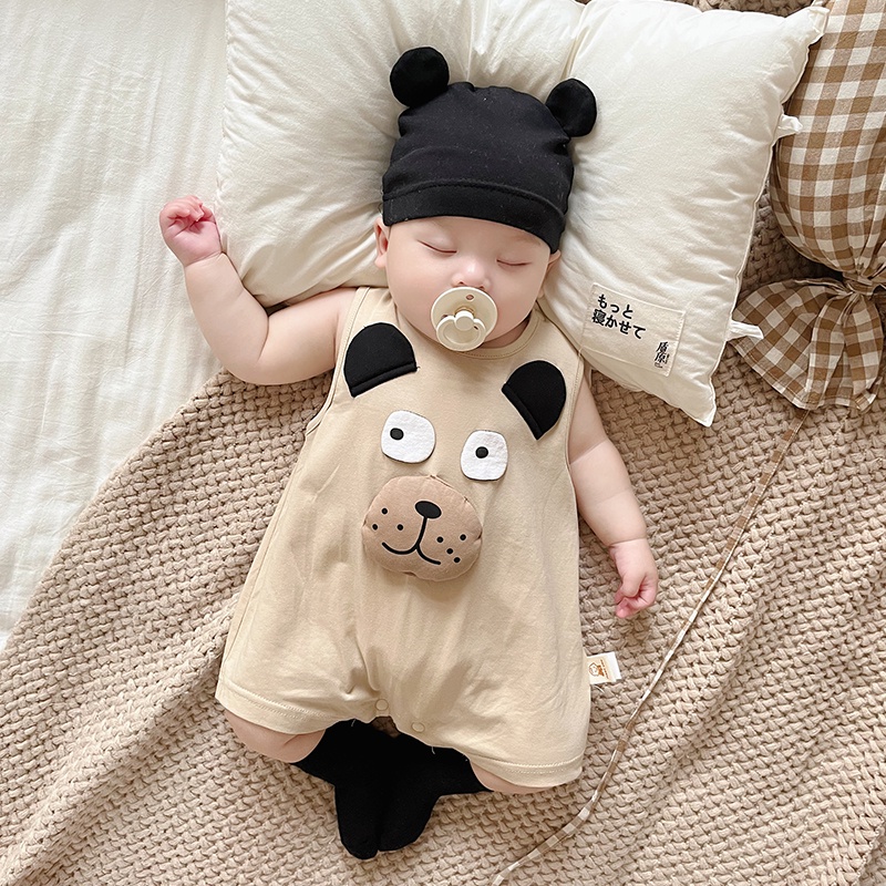 Áo Liền Quần Mùa Hè Không Tay In Họa Tiết Chó Dễ Thương Cho Bé Trai Sơ Sinh 0-18 Tháng Tuổi