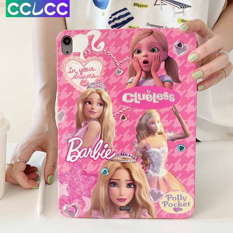 Ốp Bảo Vệ Máy Tính Bảng Bằng Silicon Họa Tiết Hoạt Hình Barbie Dễ Thương Cho iPad Pro 2022 iPad 10 Air 5 Mini 6