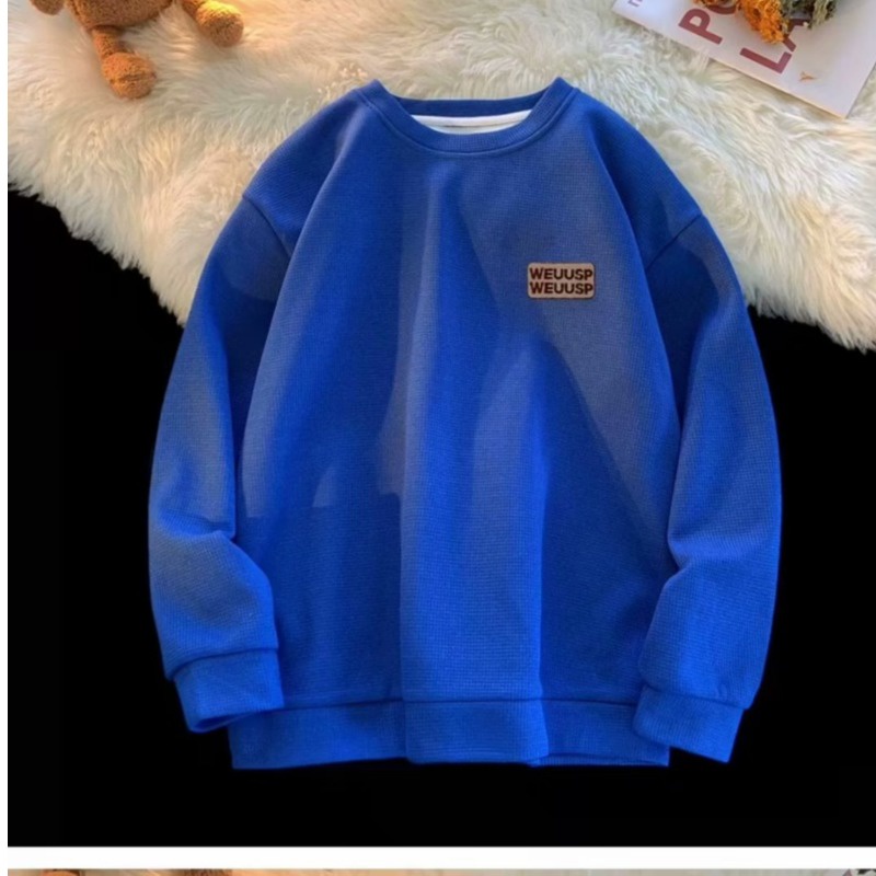 Áo Nỉ Tay Dài Dáng Rộng In Chữ WEU Waffle Phong Cách Mỹ Thời Trang Cho Nam Và Nữ Size M-5XL