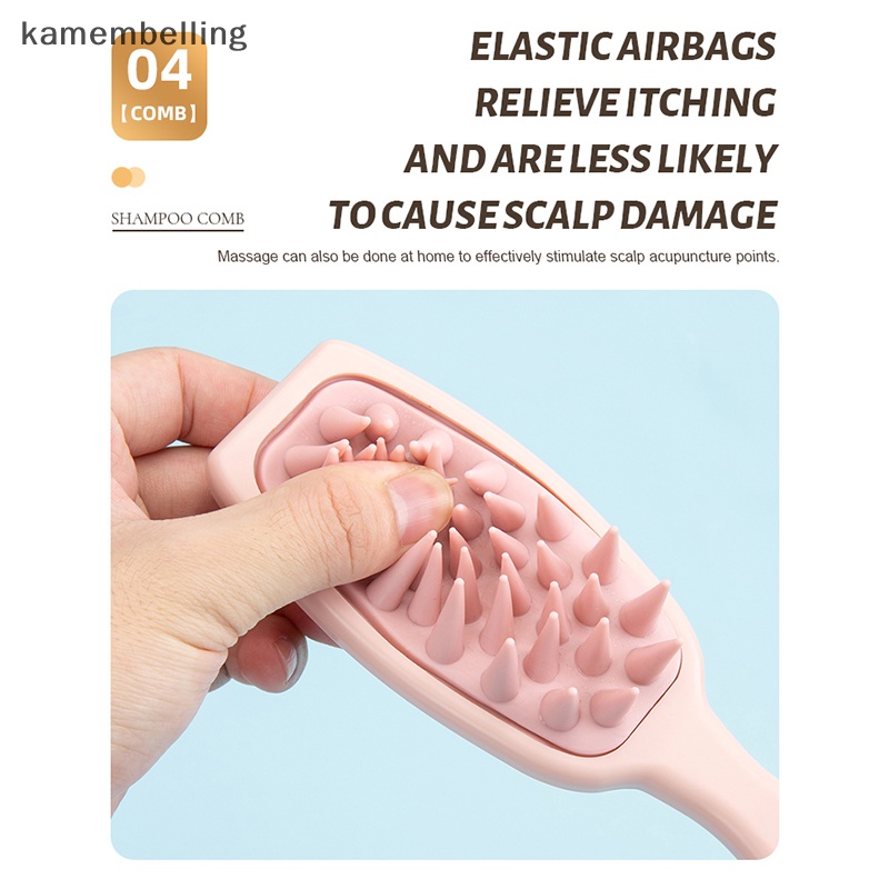 Kamembelling đầu silicon mềm lược massage da đầu tay cầm silicone làm sạch lược gội đầu bàn chải massage cho tiệm rửa đầu en