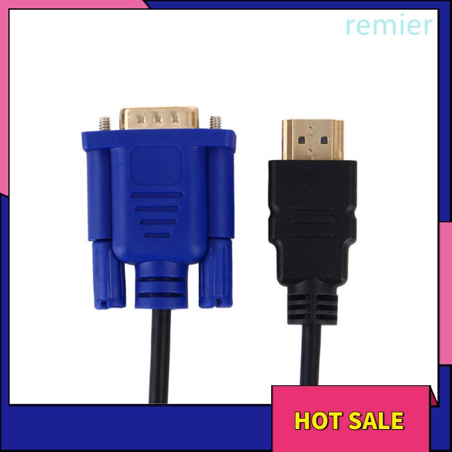 Re 1.8m hdmi to vga cable hd 1080p hdmi male to vga male video converter adapter for pc laptop