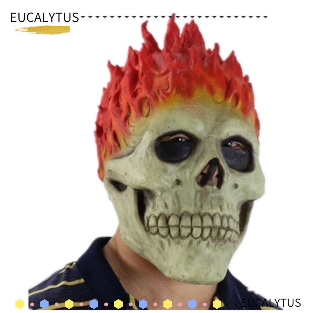 Eutus skull flame, cosplay masquerade latex ghost face knight mũ đội đầu, flame evil knight halloween