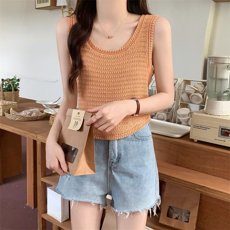 Áo Hai Dây Dệt Kim Dáng Ôm Phong Cách Hàn Quốc Thời Trang Mùa Hè Hàng Mới Dành Cho Bạn Nữ