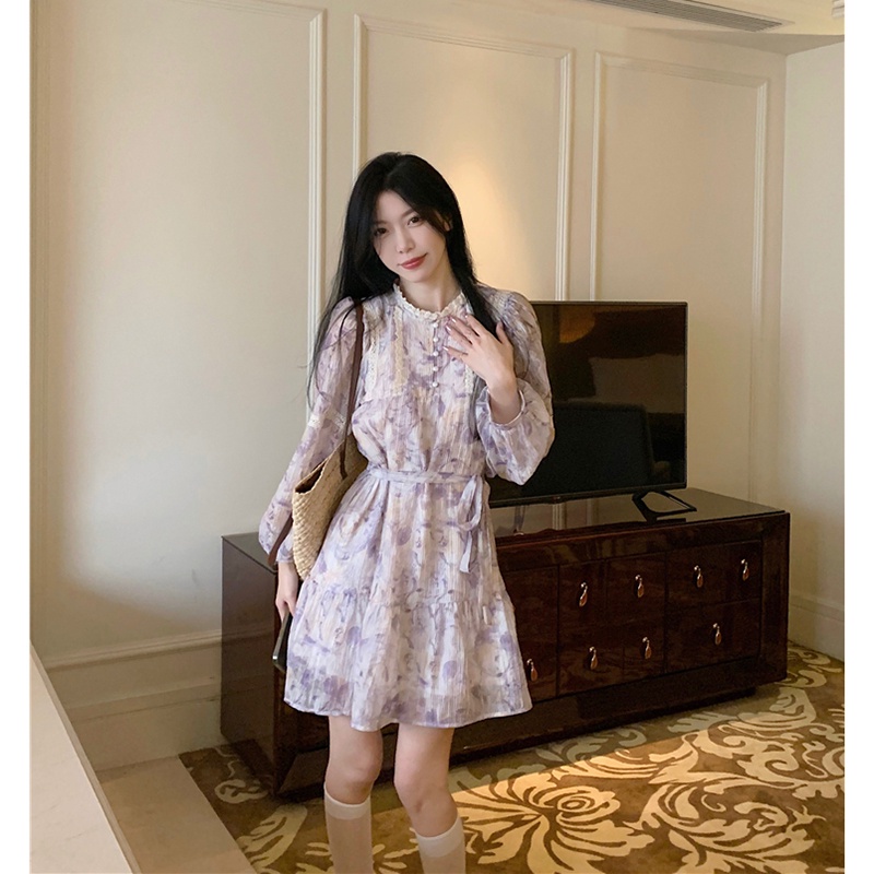 Đầm Tay Phồng Dài Phối Ren Hoa Thời Trang Mùa Hè Dành Cho Nữ