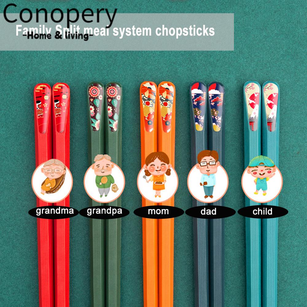 Bộ 5 cặp đũa sợi thủy tinh CONOPERY chống trượt hình lục giác cso màu cho nhà bếp