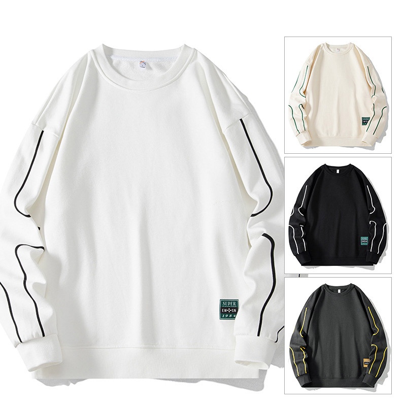 Áo sweater nam HANLU tay dài form rộng đường nét đơn giản phong cách Hong Kong