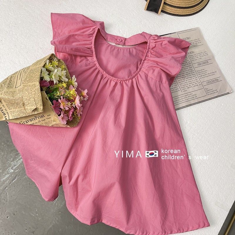 Đầm Công Chúa Tay Bay 100% Cotton Thời Trang Mùa Hè Phong Cách Hàn Quốc Cho Bé Gái