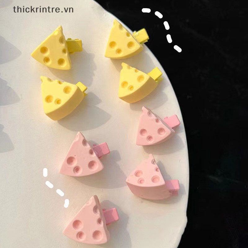Thi 4 cái kẹp tóc kawaii màu vàng hồng phô mai cho bé gái kẹp tóc dễ thương kẹp tóc nhỏ mini mũ nón phụ kiện tóc vn