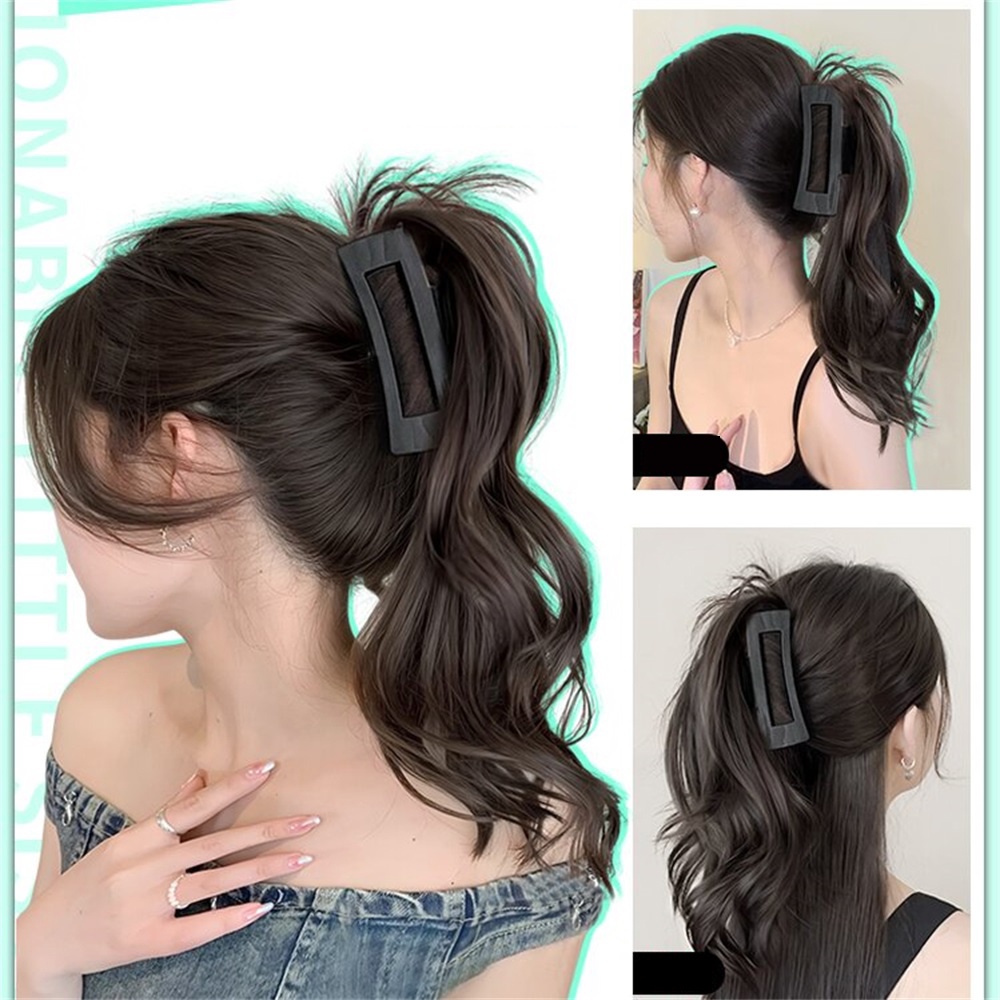 Y2k hotties girls long fluffy curly high ponytail grab wig women elegant women half waterfall clip-on hair extensions