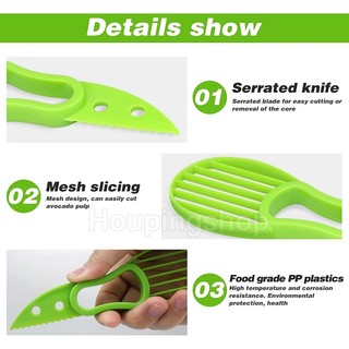 Avocado slice cutter 3 in 1 slicer knife cut fruit tools corer remover kitchen gadget multi-function slicer