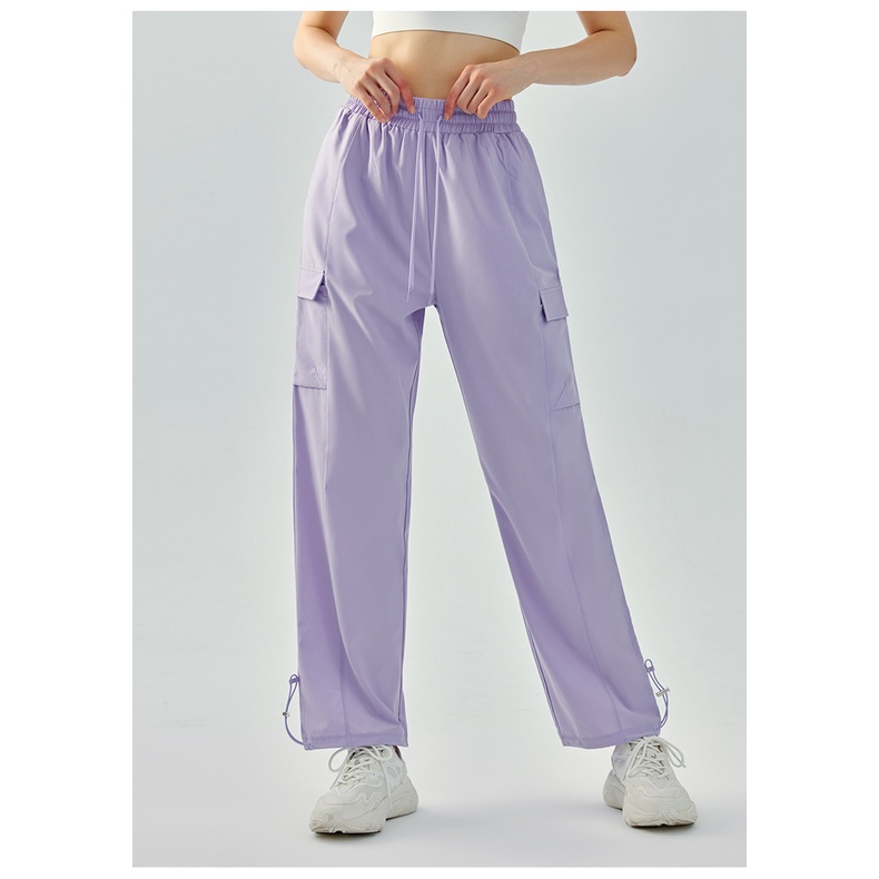 Quần Thể Thao Lưng Cao Dáng Rộng Co Giãn Cao Khô Nhanh Cho Nữ Chạy Bộ Ngoài Trời