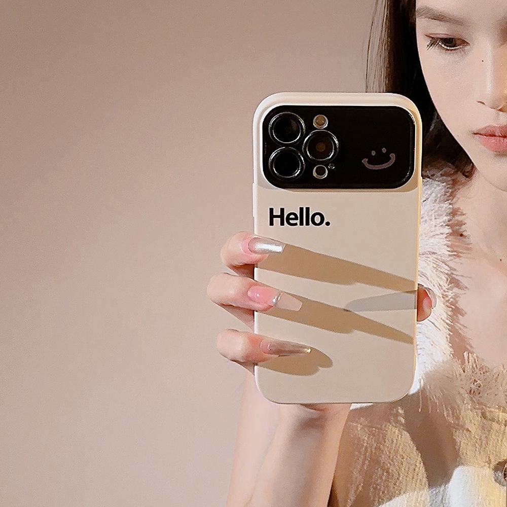 ỐP LƯNG IPHONEBeige black window smiley phone case thích hợp cho iphone14promax/13/12/11/xr/xs/x/xsmax/7/8plus-dinuo