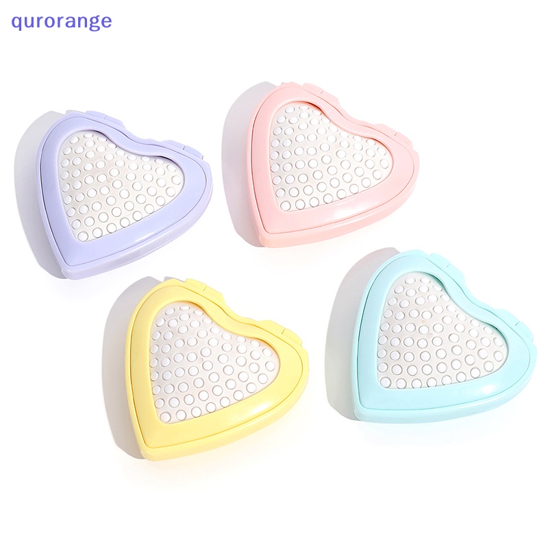 Qurange mini portable folding compact heart pocket hair brush mirror styling accessories ror