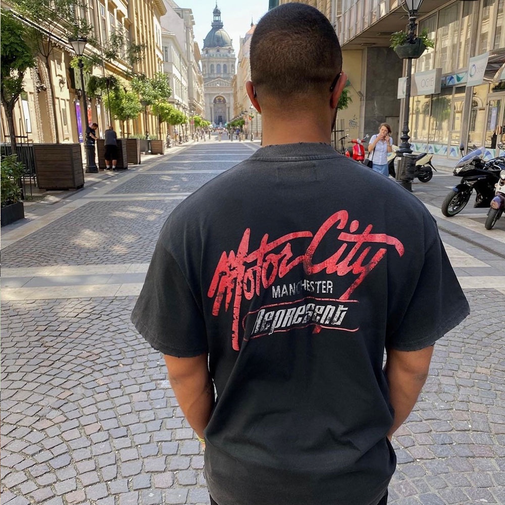 TYAP REPRESENT Moto City letter printing washed old retro vintage short-sleeved T-shirt