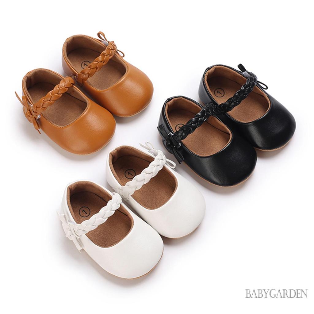 Baga-baby girls shoes soft sole pu leather bow non-slip flats crib shoes