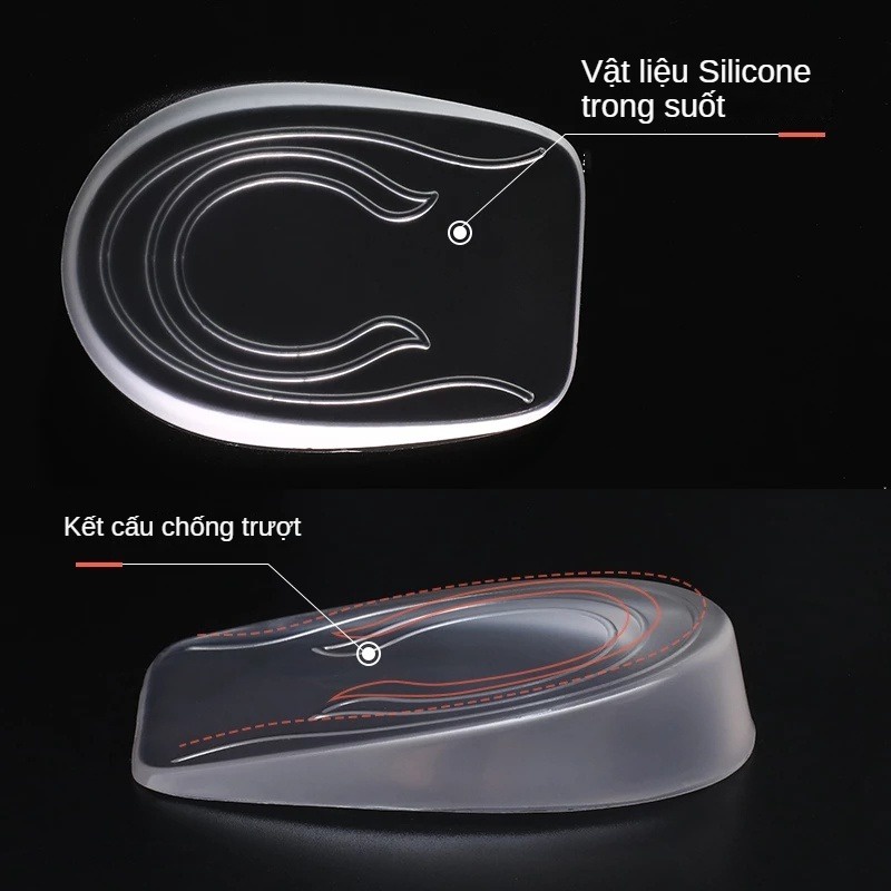 Silicone trong suốt vô hình nâng chiều cao gót tăng chiều cao đế gel unisex