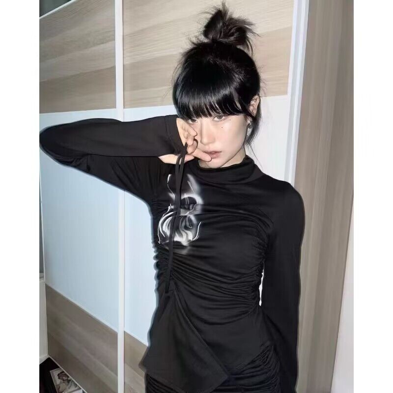 Áo Thun Tay Dài Cổ Cao Thời Trang Thu Đông Cho Nữ nk7f