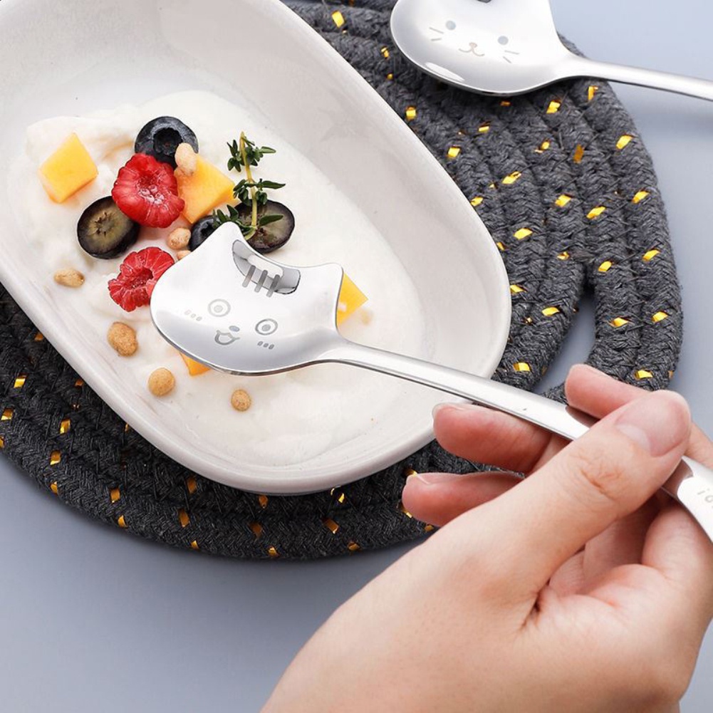 1 Muỗng Cà Phê Thép Không Gỉ 304 Hình Mèo Dễ Thương