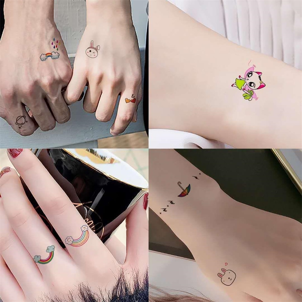 32 cái ins hình xăm dễ thương sticker cô gái ngọt ngào cánh tay xương đòn ngón tay không thấm nước hình xăm tạm thời phụ kiện