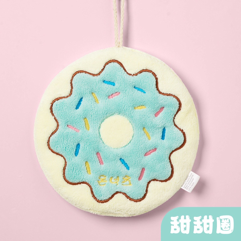 Dreamerhouse phim hoạt hình dễ thương khăn tay treo nhà bếp khăn lau tay quick-drying rag three-layer dày coral fleece khăn tay