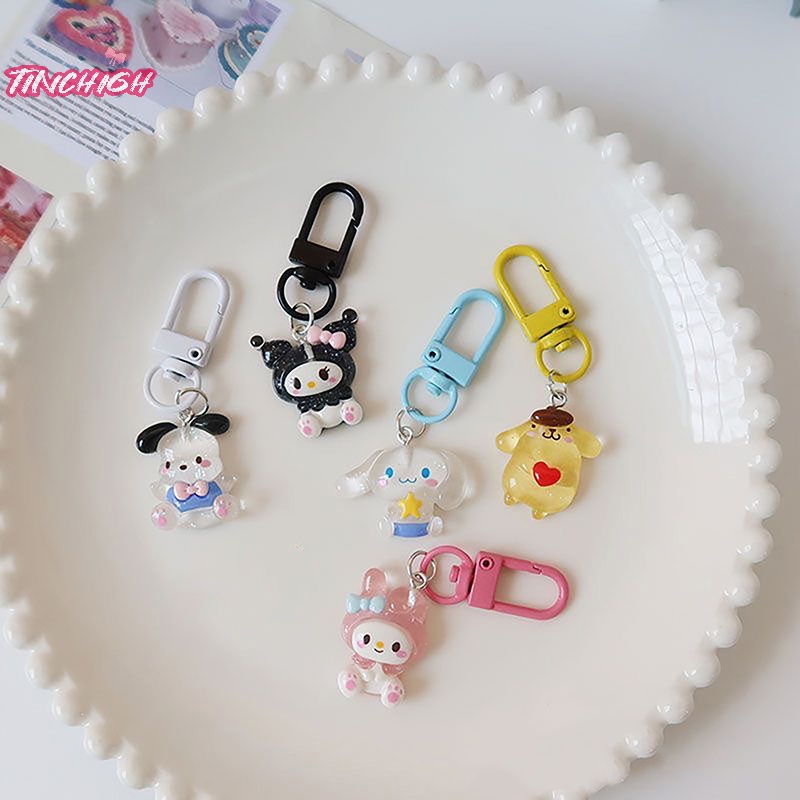 Sanrio anime my melody bag keychain cartoon cinnamonroll cute car keyring phụ kiện trang trí mặt dây chuyền di động