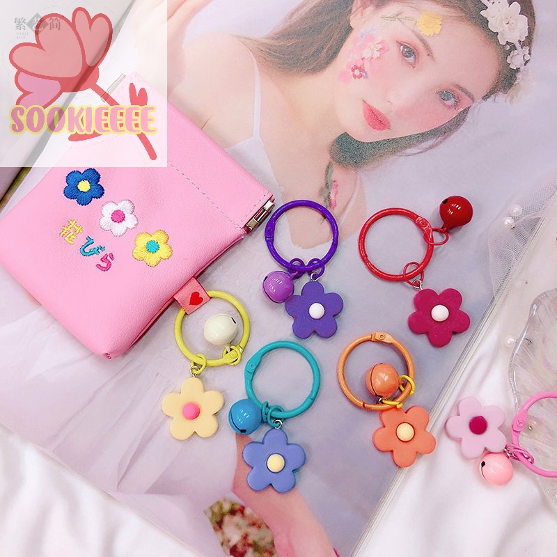 Thời trang mới móc khóa hoa kẹo nhỏ cho phụ nữ cô gái chuông chìa khóa vòng đeo chìa khóa ô tô túi ch mặt dây chuyền trang sức bên