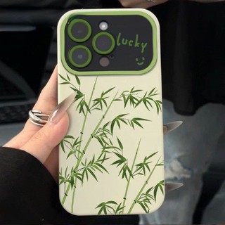 Iphone tươi nhỏ màu xanh lá cây tre lớn cửa sổ vỏ điện thoại cho 7 7plus 8 8plus xs xr 11 12 13 14 pro plus promax silicone