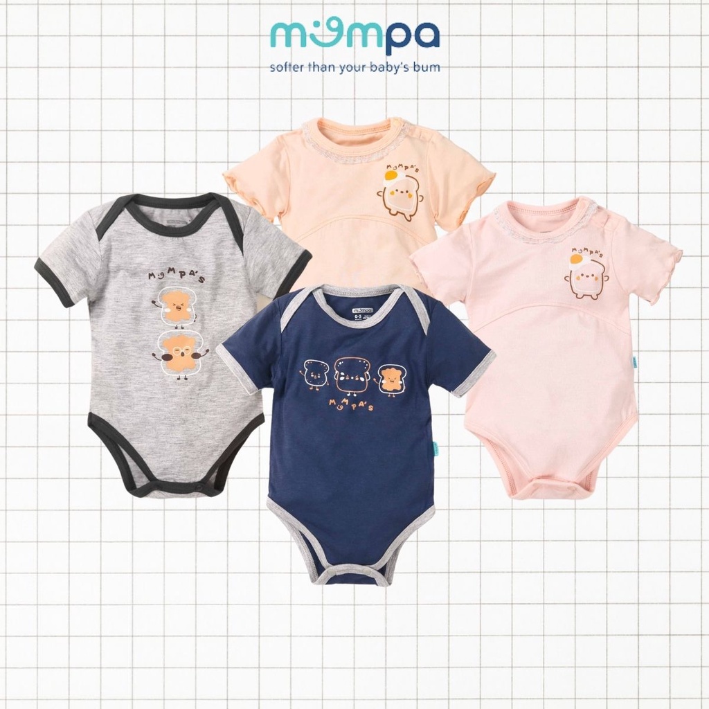 Bộ bodychip cộc tay cho bé sơ sinh Mompa 0 đến 9 tháng vải modal mềm mại thoáng mát dễ thay bỉm 406 đến 407