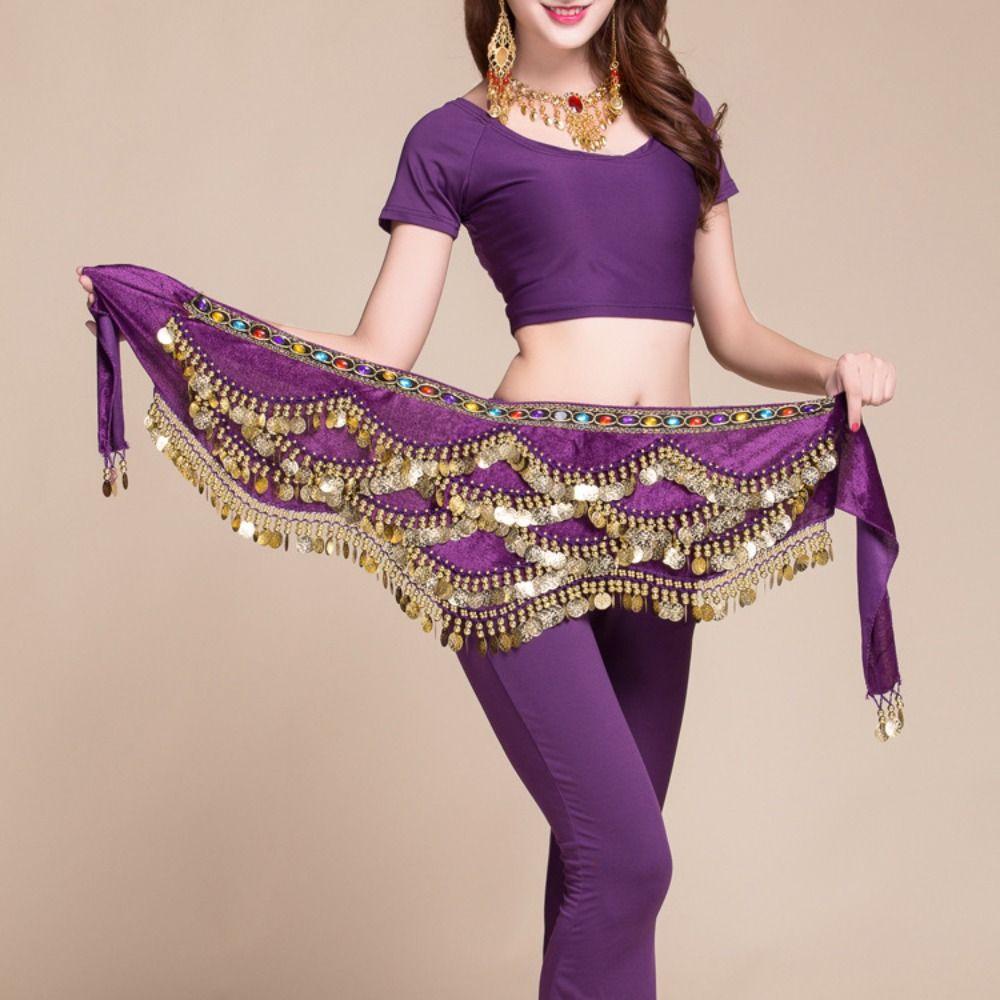 Mxfashionestore belly dance belt, rhinestone sequins belly dance scarf, sweet waist chain wrap đầy màu sắc tua bellydance