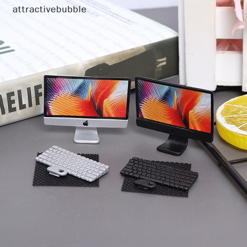 Atvn 1/12 máy tính mini + chuột + bàn phím mô hình văn phòng phẩm cho nhà búp bê thu nhỏ martijn