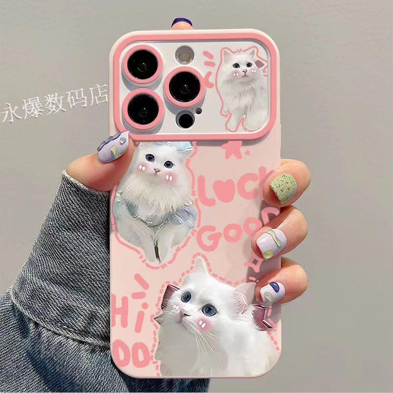Ốp Điện Thoại Mềm Họa Tiết Mèo Và Chữ Tiếng Anh Cho Iphone 14promax 13Pro12 / 11 7p q2y3