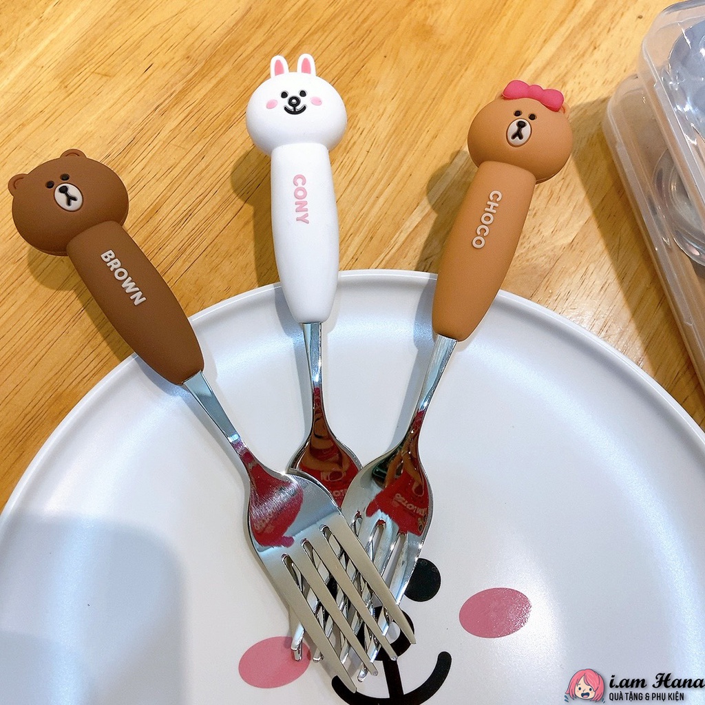 Bộ muỗng đũa nĩa văn phòng Brown Cony Chocco Sally dễ thương