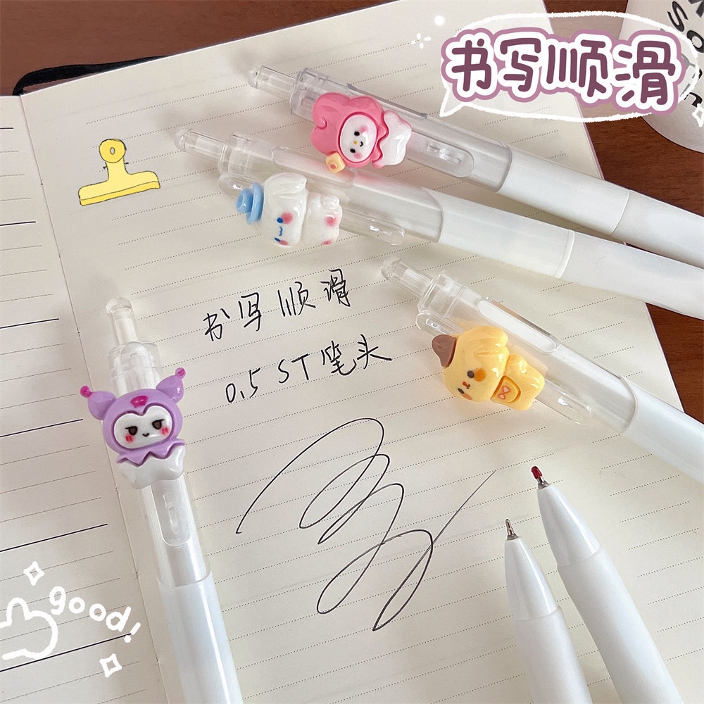 Bút Bi Bấm Ngòi 0.5mm Họa Tiết Hoạt Hình Dễ Thương
