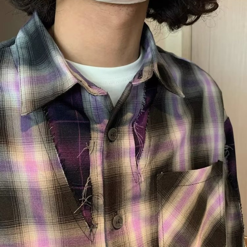 Infinite áo sơ mi nam thời trang đường phố mỹ hip-hop thiết kế sense tops lỏng lẻo đơn giản all-match ve áo sơ mi