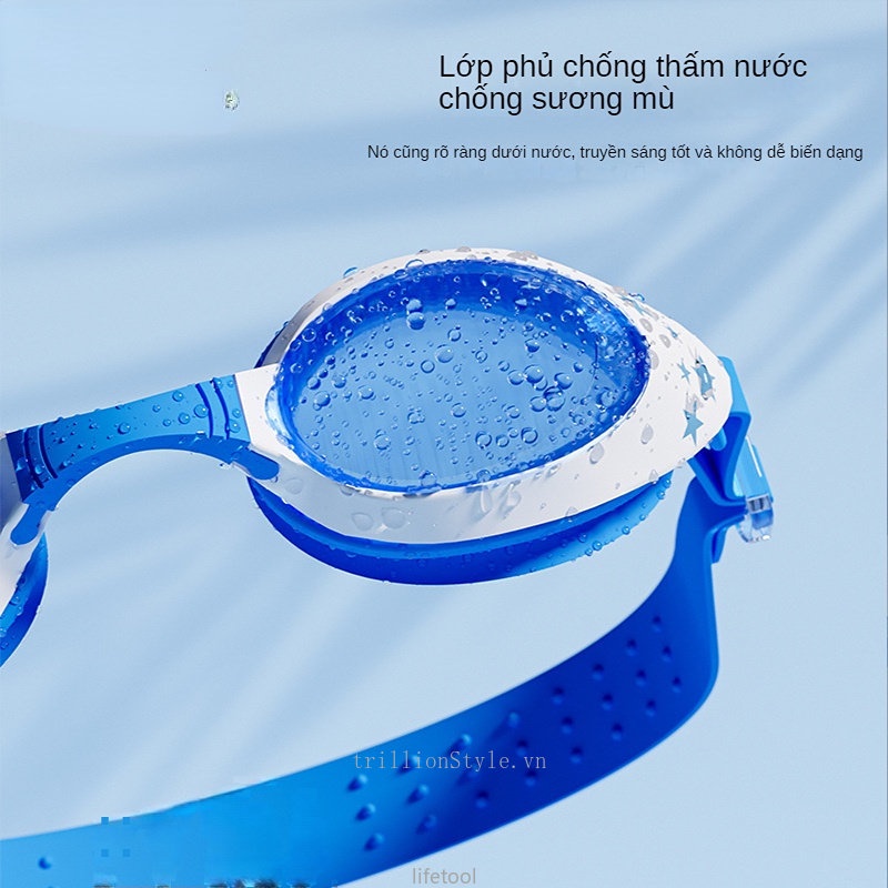 Kính Bơi Gọng Nhỏ Chống Thấm Nước Chống Sương Mù Họa Tiết Hoạt Hình Dễ Thương Cho Bé