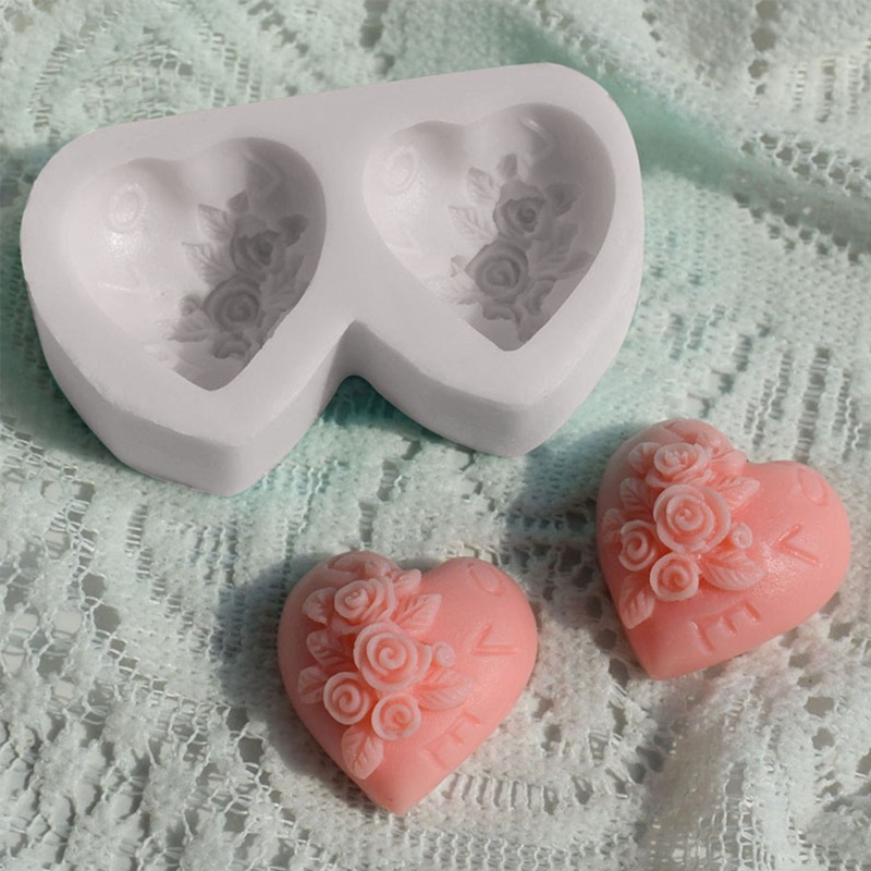 Khuôn Silicone Làm Xà Phòng Thủ Công 3D Hình Trái Tim