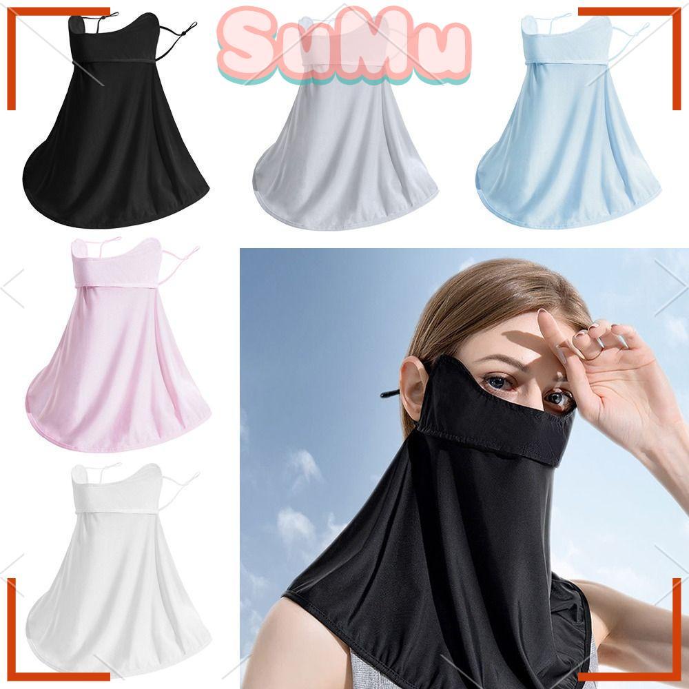 1 Khẩu Trang Balaclava Bằng Lụa Lạnh Che Mặt Và Cổ Chống Nắng Dùng Khi Đi Xe Đạp Ngoài Trời Vào Mùa Hè