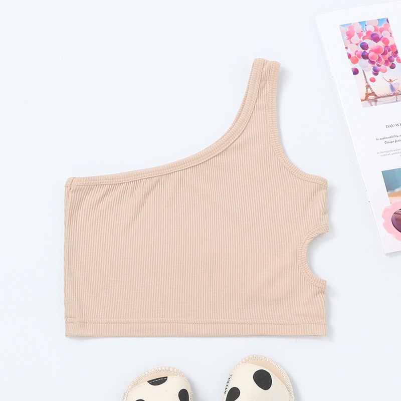 Áo Croptop Trễ Vai Chất Liệu Cotton Thời Trang Mùa Hè Phong Cách Hàn Quốc Cho Bé Gái
