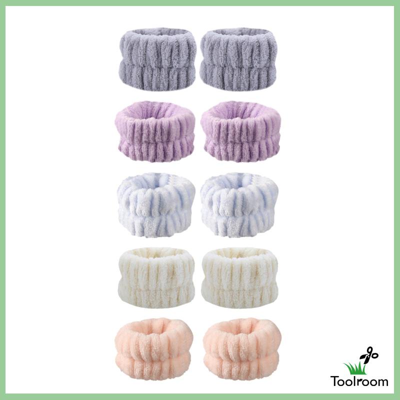 Set 2 Băng Đeo Cổ Tay Rửa Mặt Bằng Sợi Nhỏ Cho Nữ