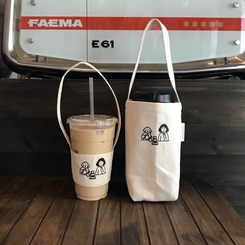 Túi Vải Canvas Mini Đựng Bình Nước Tiện Dụng