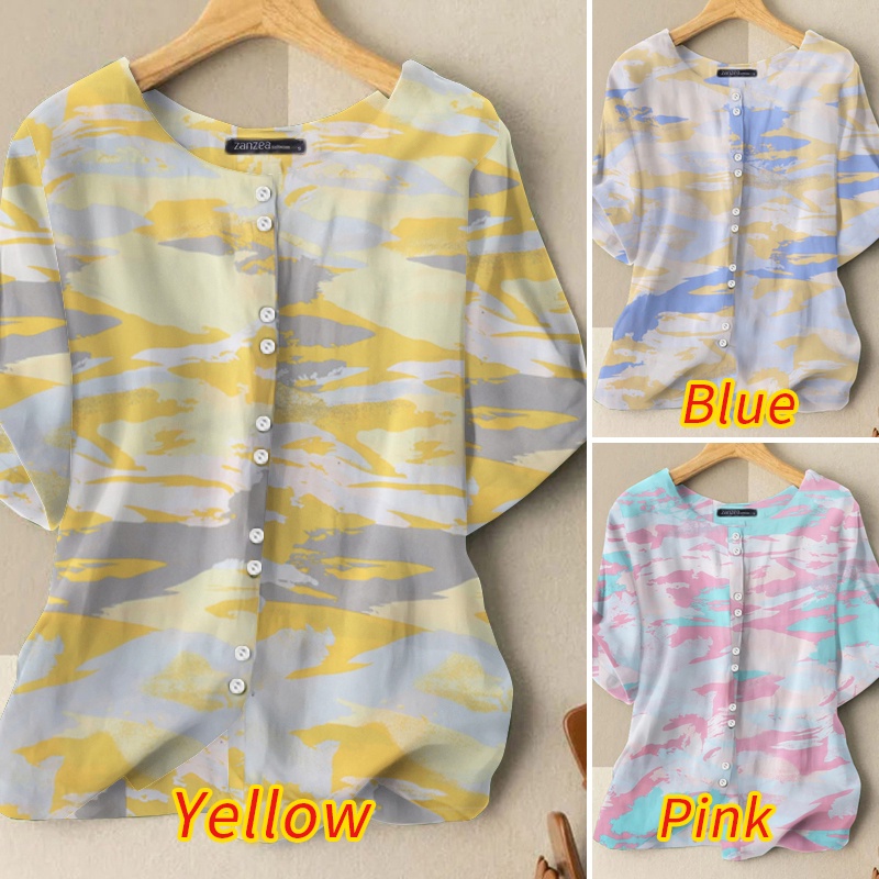 Zanzea Áo Nữ Tay Ngắn Họa Tiết Hoa Thời Trang Cá Tính