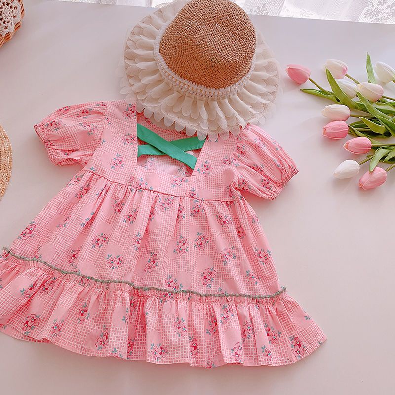 Đầm Công Chúa Mùa Hè Tay Cộc Đa Năng In Họa Tiết Hoa Đa Năng Phong Cách Hàn Quốc Mới Cho Bé Gái