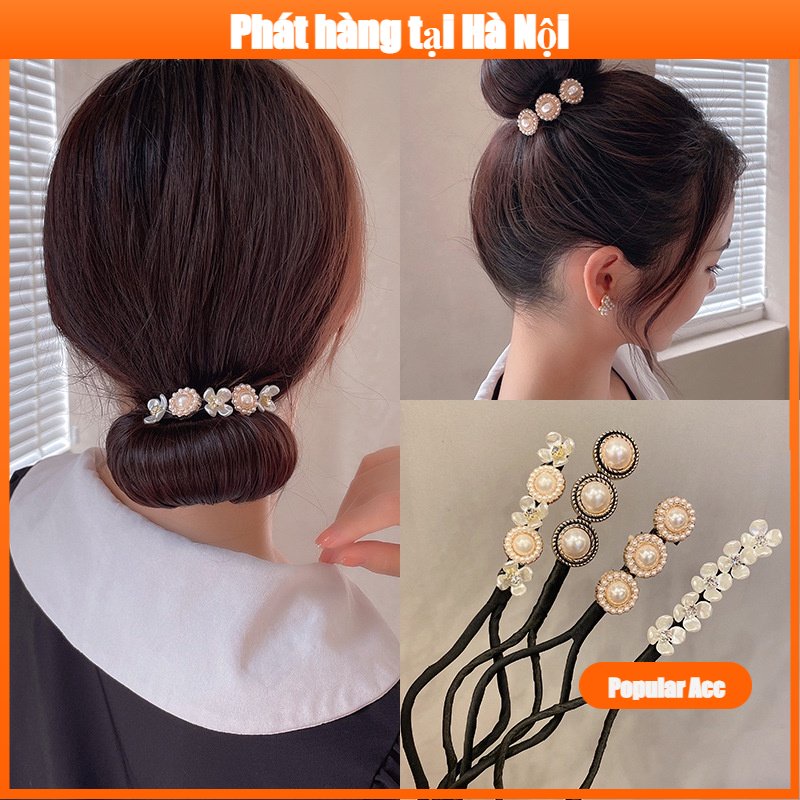 Dụng Cụ Búi Tóc Đính Hoa Vải Cho Nữ